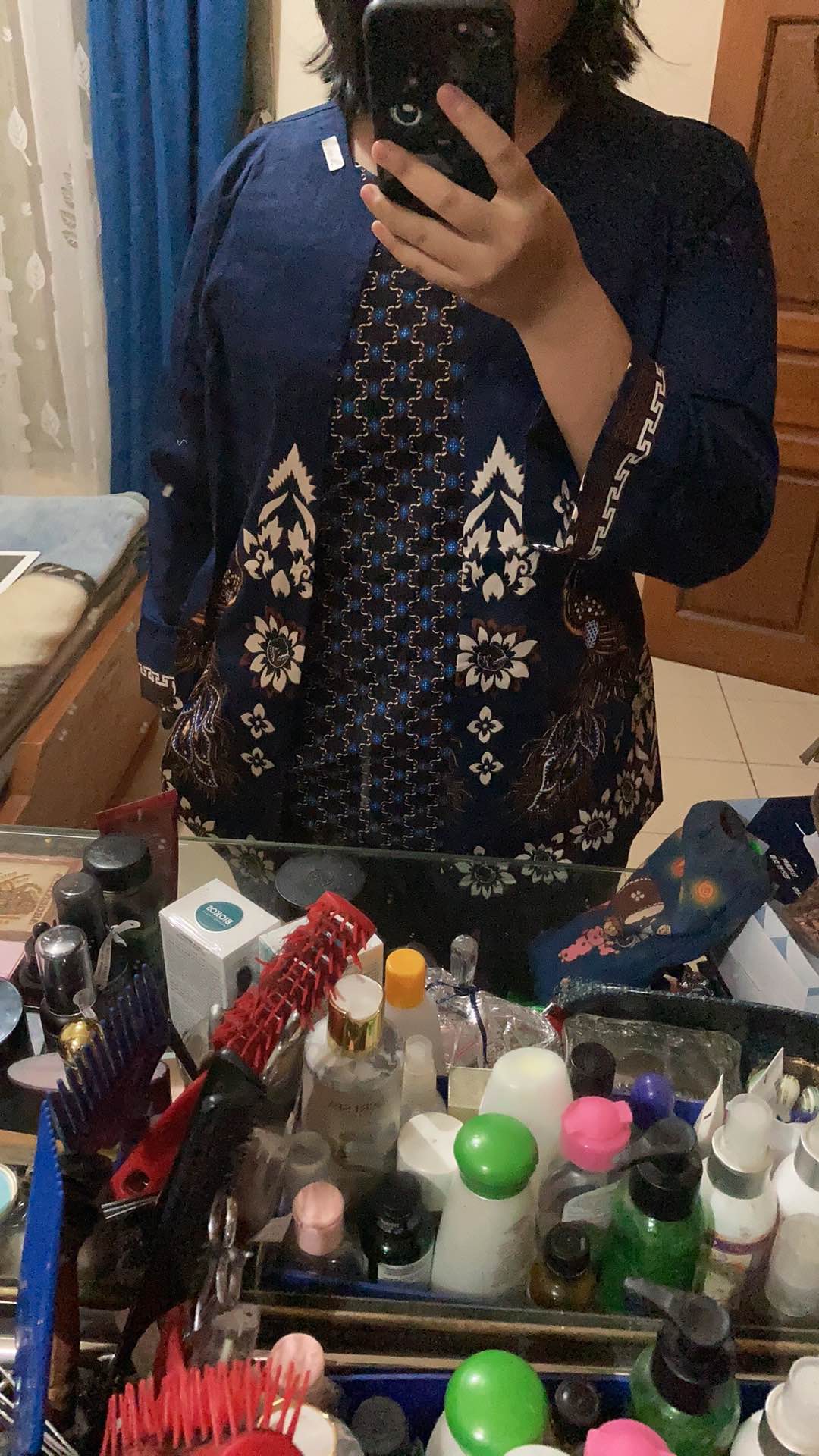 Atasan Blouse Batik Wanita Lengan Panjang Bahan Katun Stretch, 242 Jm#