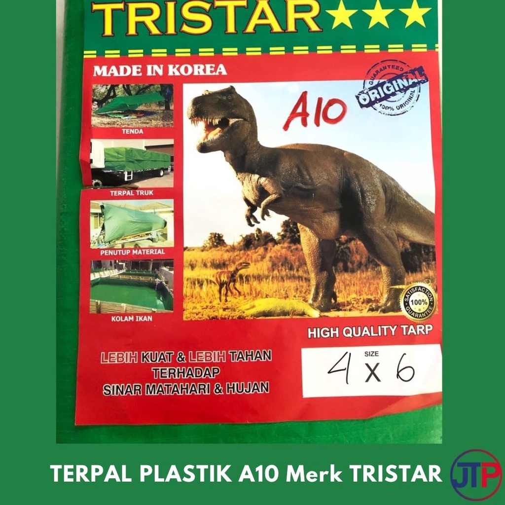 TERPAL PLASTIK PREMIUM Ukuran 4x6 Meter A10 Merk TRISTAR cap "DINOSAURUS'