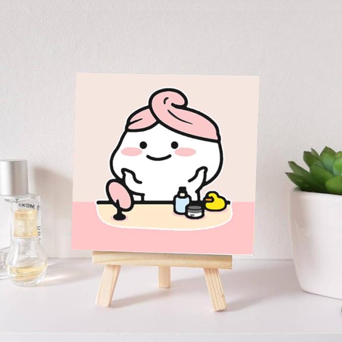 

(TERLARIS) Paint by number pentol stay at home canvas 20x20 cm painting kit - pentol02, 15x15cm