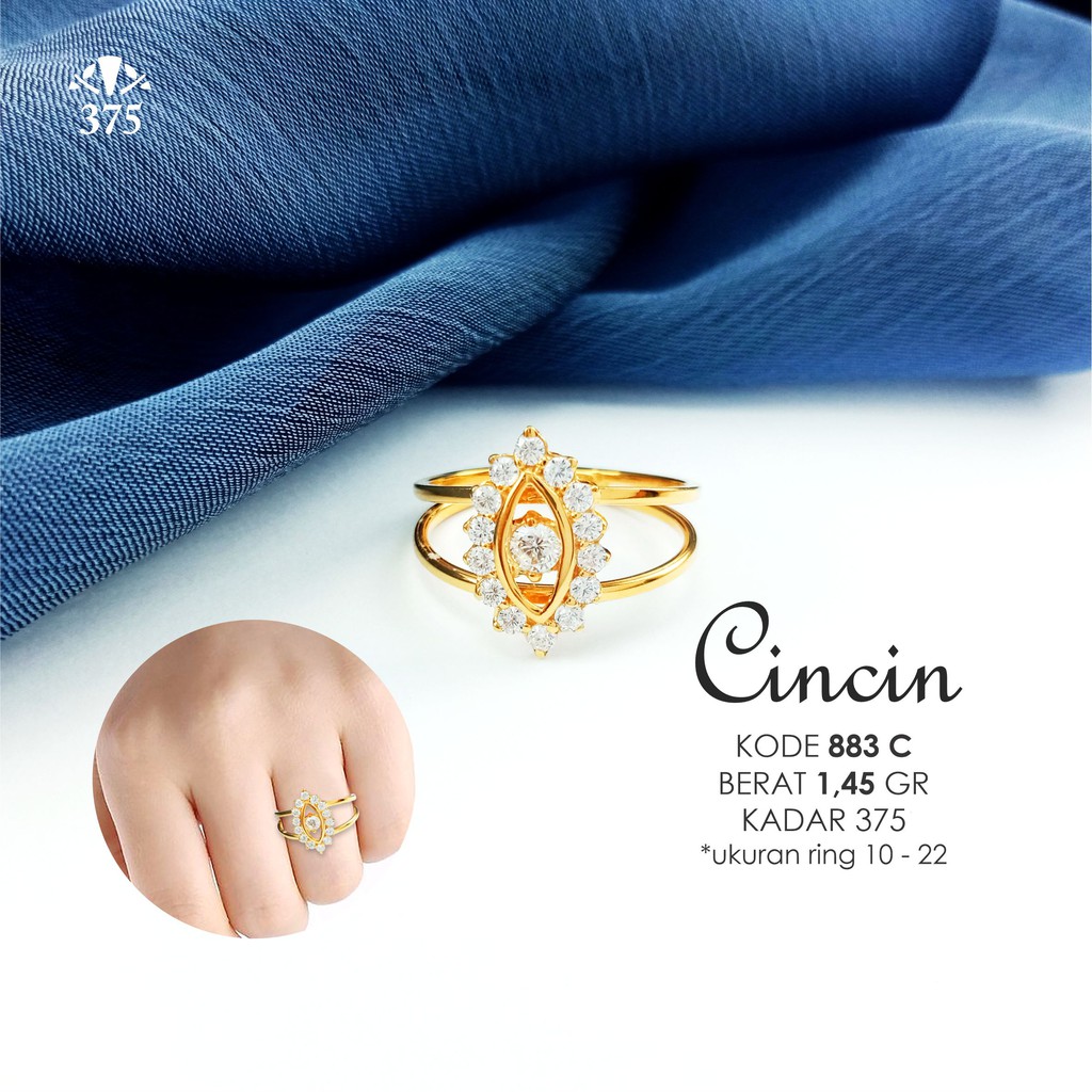 CINCIN EMAS ASLI VARIASI BATU MAHKOTA 883 C KADAR 375