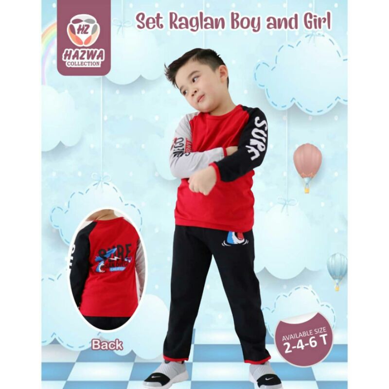TERMURAH  SET RAGLAN BOY HAZWA COLLECTION (setelan anak lucu)