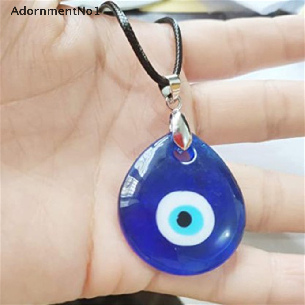 (AdornmentNo1) 1pc Kalung Rantai Dengan Liontin Evil Eye Kaca Biru 30mm Untuk Wanita