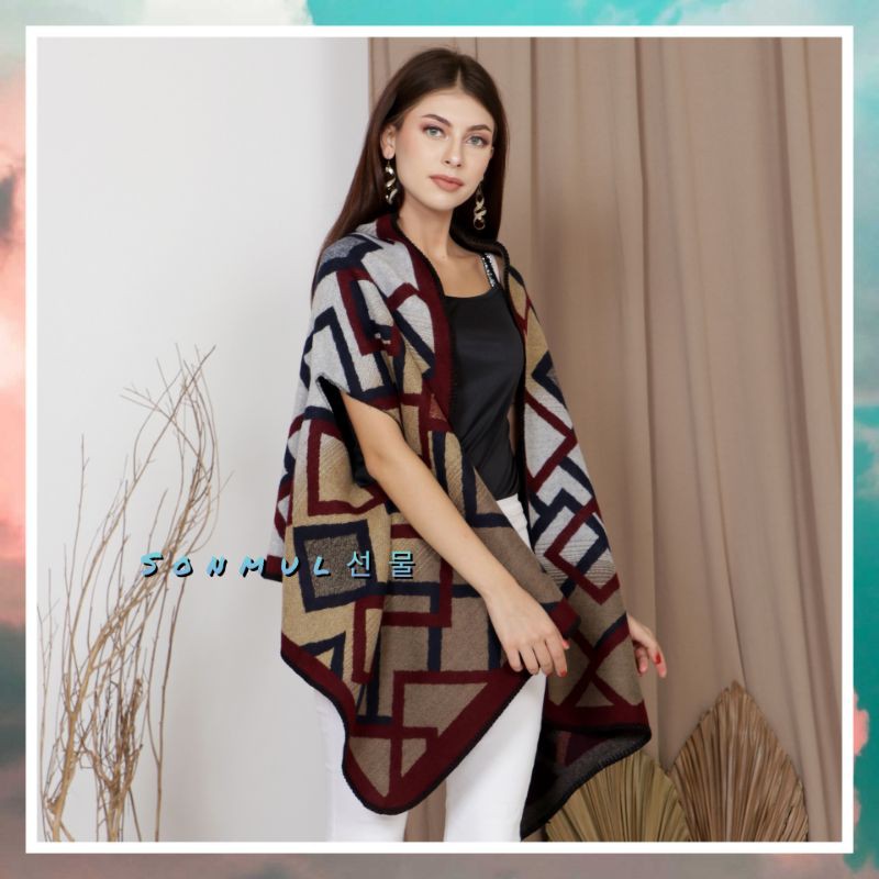 WOMAN WINTER CAPE PONCHO MANTEL WANITA PONCO MUSIM DINGIN IMPOR PREMIUM