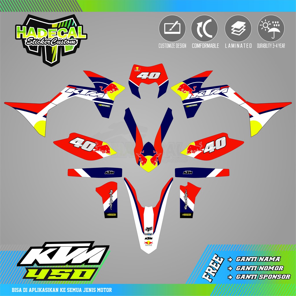 DECAL STICKER KTM 450, 500 REDBULL CUSTOM