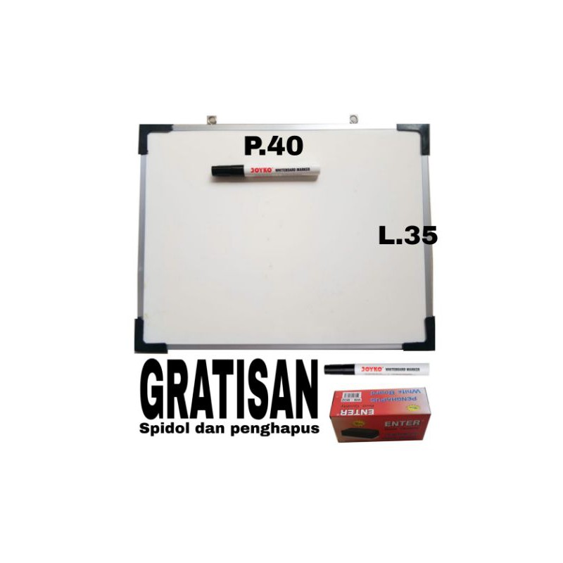 

whiteboard papan tulis 40×35(free spidol&penghapus)