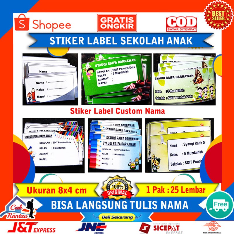 

Cetak Stiker Label Nama Mata Pelajaran Sekolah Anak Karakter Motif Kartun Custom Cetak Sticker Name