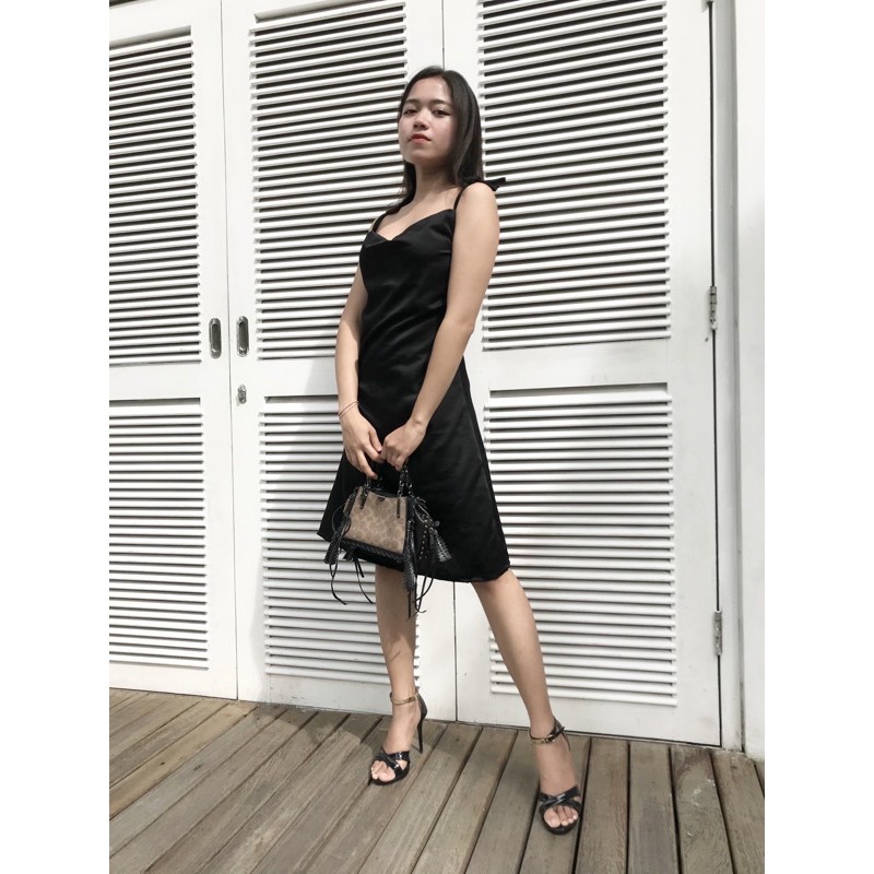 Satin cowl neck dress