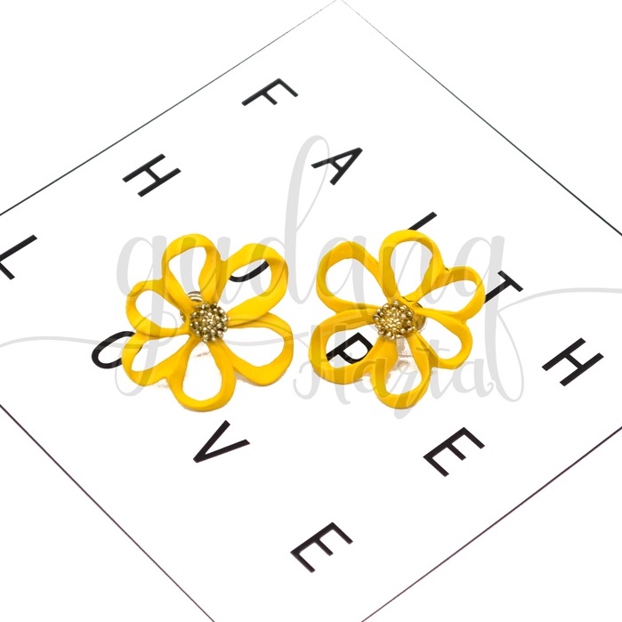 Anting Stud Yellow Flower Earrings Motif Bunga Kuning GH 203347