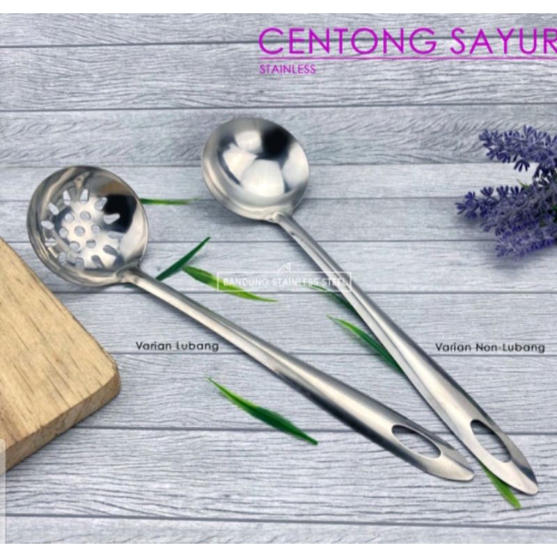 Centong Sayur Sendok Kuah Soup Bahan Stainless Lubang - Non Lubang