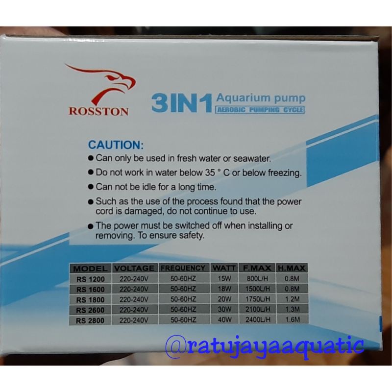 Power Head Aquarium Kolam Rosston RS 1600