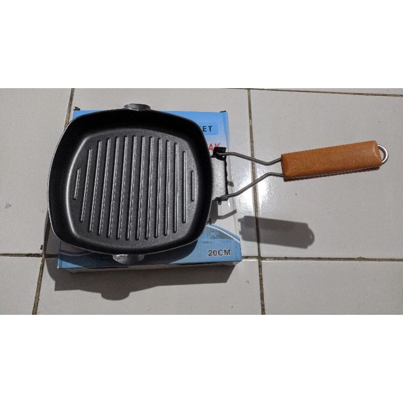 Panci panggang kotak anti lengket teflon lipat serbaguna Square grill pan non stick