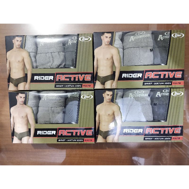 CELANA DALAM RIDER ACTIVE 317 /   CD PRIA RIDER / CD RIDER 317 ACTIVE, ORIGINAL, KATUN, 1 PACK ISI 3 PCS