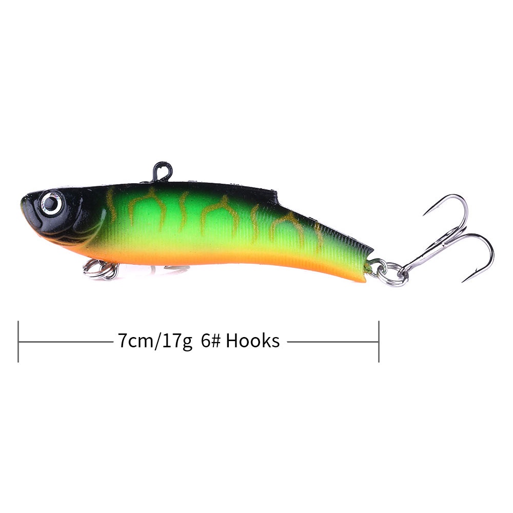 Hengjia 1pc Umpan Pancing Softlure Bentuk Ikan Vibe 7cm / 17g 10 Warna Dengan Kail Treble