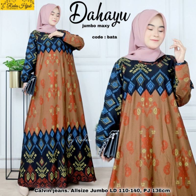 Dahayu Gamis Jumbo Big Size LD 120 - 140 cm 3L 4L 5L Bahan Calvin Jeans Adem Melar