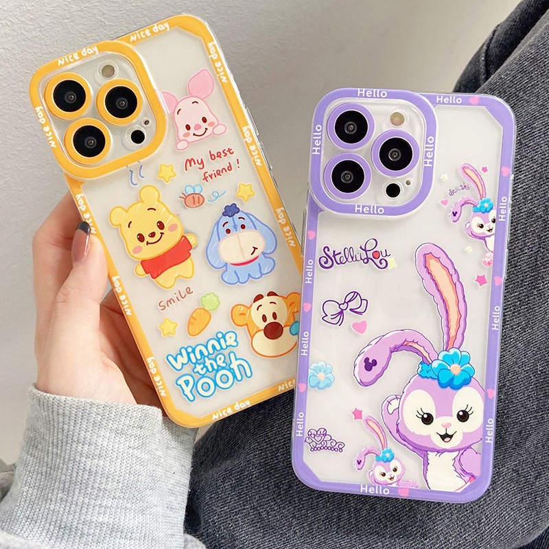 Soft Case TPU Transparan Motif Beruang Cover Iphone 14 13 Pro Max 12 11 XS XR X 8 7 6 Plus Mini SE