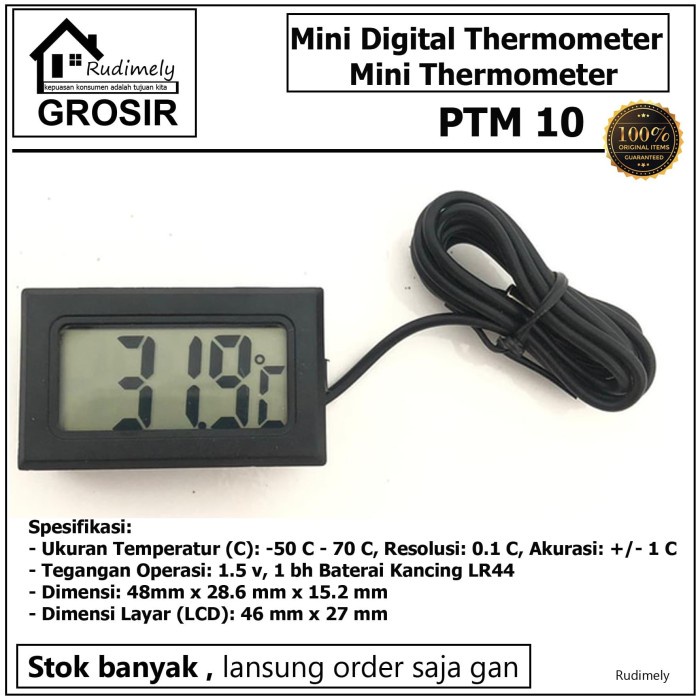 EDISI ADA KABEL SENSOR  Mini Digital Thermometer / Mini Thermometer PTM 10