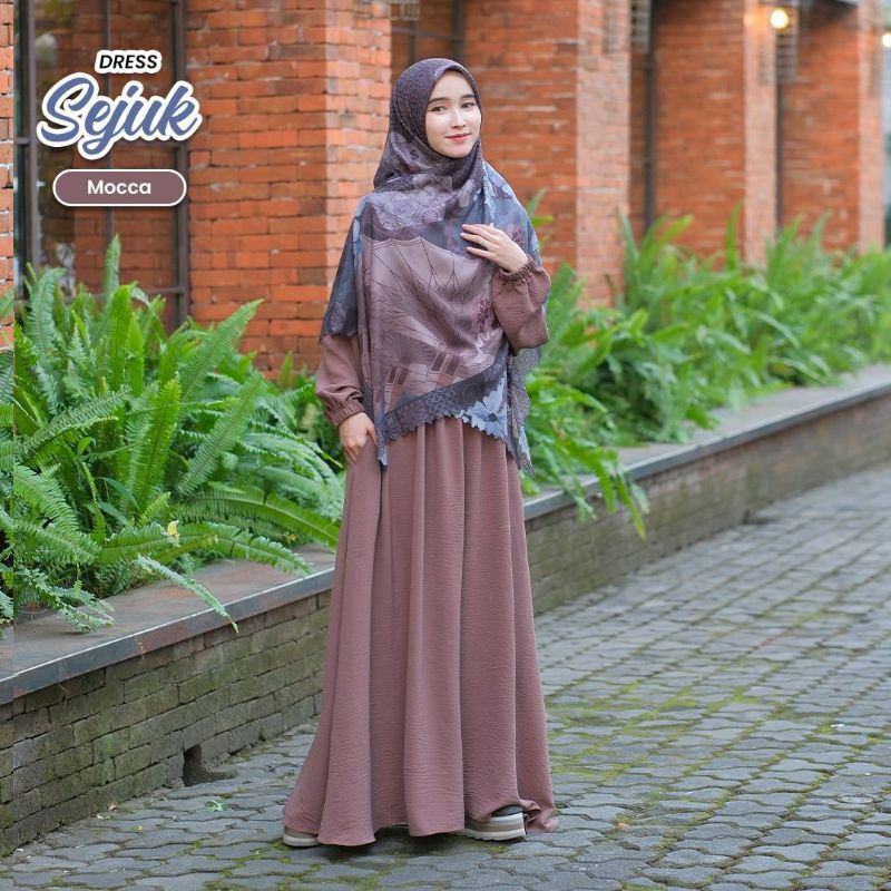 FREE KAOS KAKI PREMIUM READY SET & DRESS SEJUK ELBINA HIJAB - GAMIS MURAH DRESS ELBINA - DRESS LUCU 