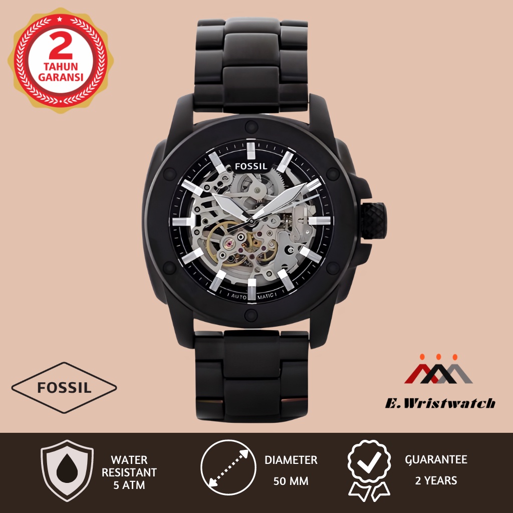 JAM TANGAN FOSSIL PRIA FOSSIL WATCH ME3080 AUTOMATIC BLACK GARANSI