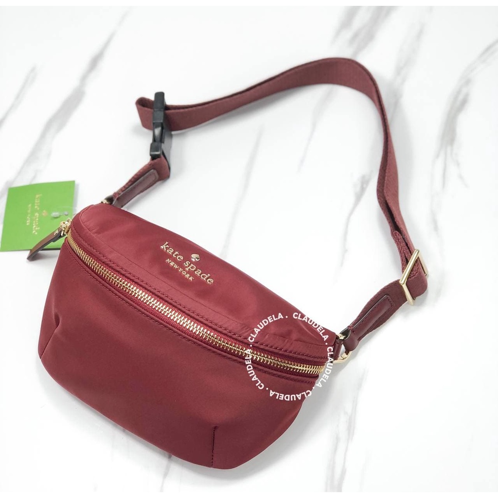 KATE SPADE Watson Lane Betty Belt Bag in Maroon Nylon