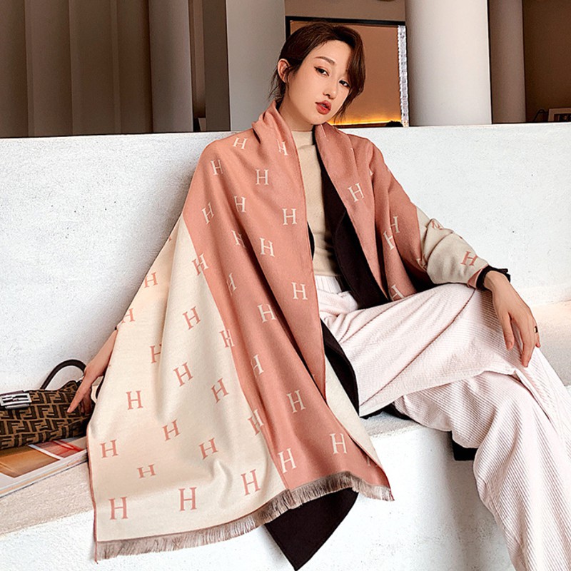 Syal &quot;Harper&quot; 60 x 190 Anggun motif Huruf H yang mewah Bahan High Grade Cashmere Immitation