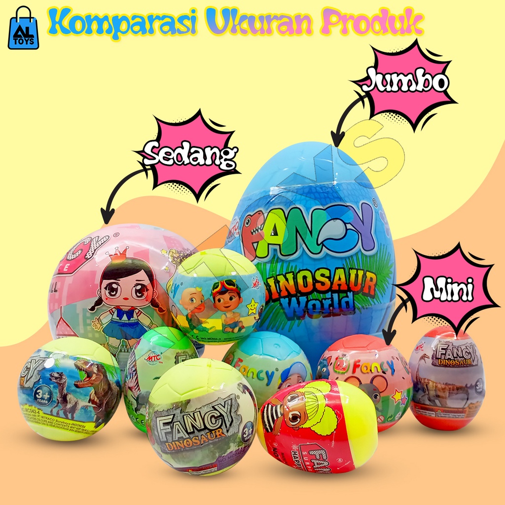 Mainan Surprise Egg Shockers Ball Jumbo / Telur Dino / Bola Surprise / Mainan Kapsul Kejutan Berhadian Dino dan Boneka