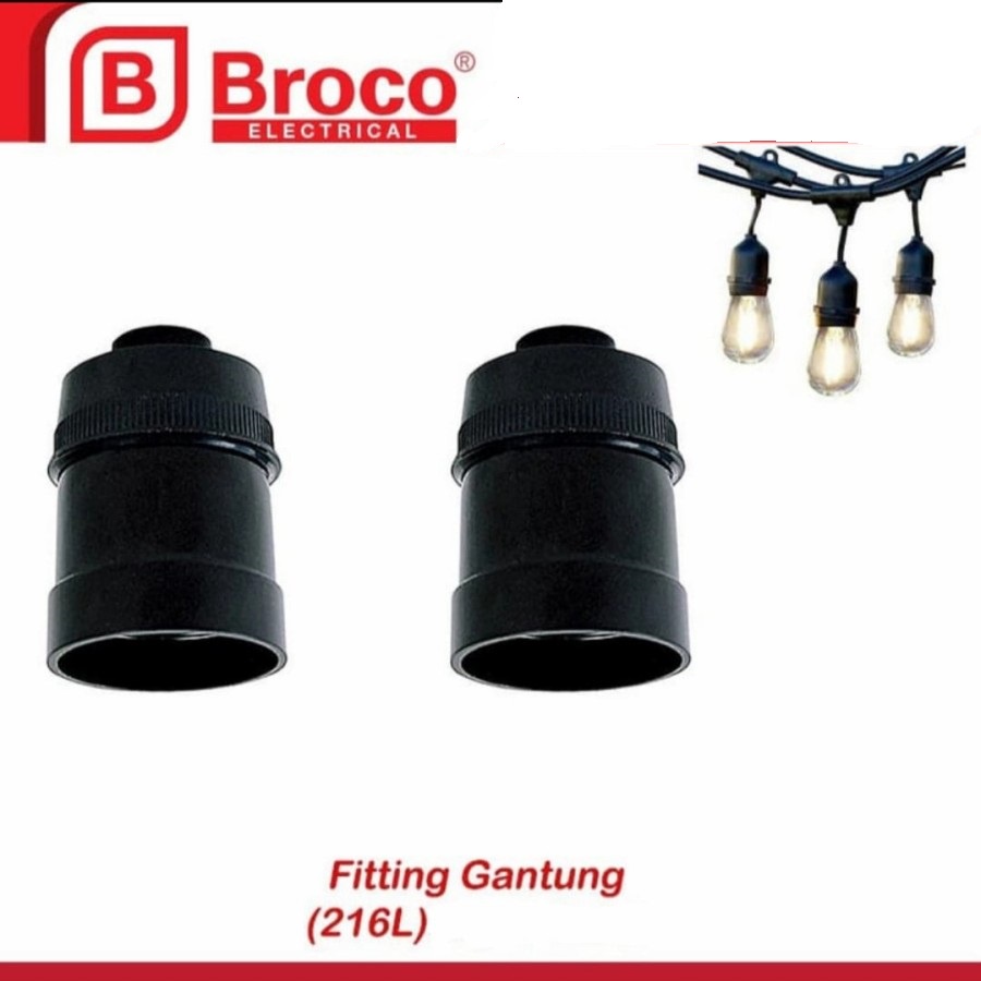 Fitting Piting Gantung Broco 216L Fiting Gantung E27 Broco 216 L Hitam