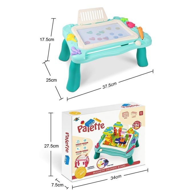 mwn.toys Meja Belajar Block Palette 2in1 | Drawing Magnetic Board No.669-25A