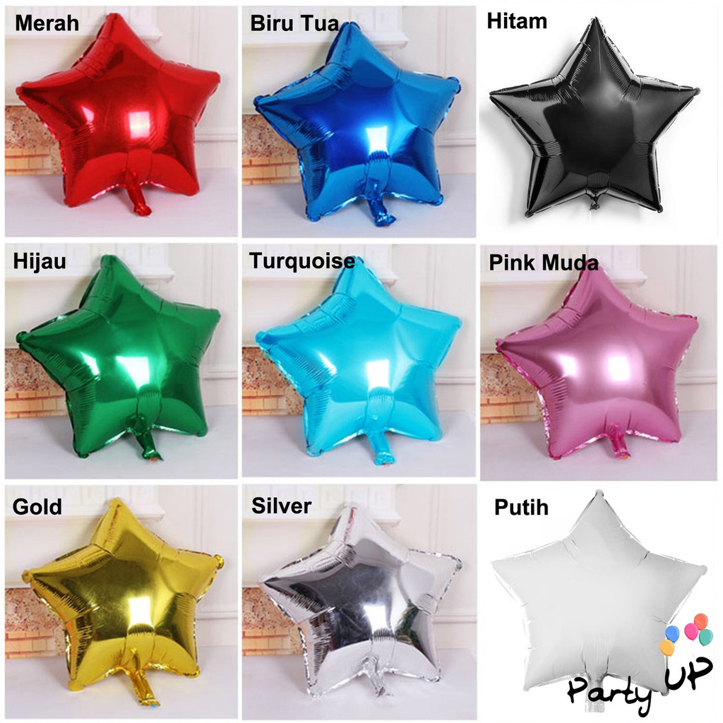 [Ecer] Balon Foil Bintang 40cm / Star Foil 40cm | Shopee Indonesia