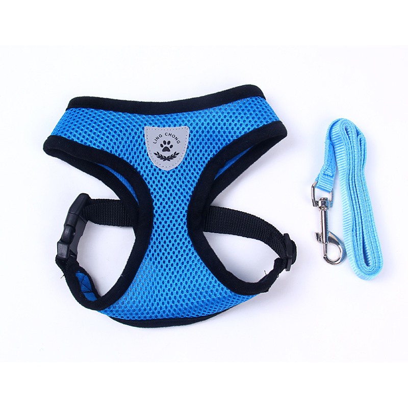 Rompi Harness Bahan Mesh Breathable Dengan Tali Tuntun Untuk Anjing Chihuahua Pug Bulldog