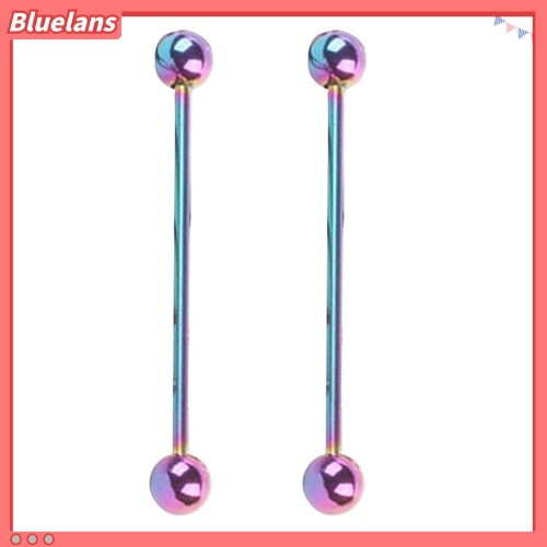 Bluelans 1Pair Unisex Punk Stainless Steel Barbell Long Tongue Rings Studs Body Piercing