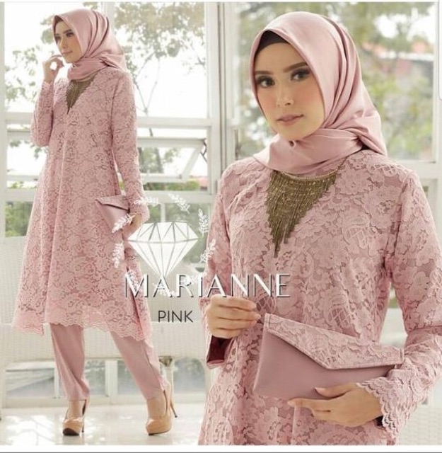 RESTOCK 5wrna AG- Set Marianne Brukat / Set Tunik kebaya kekinian