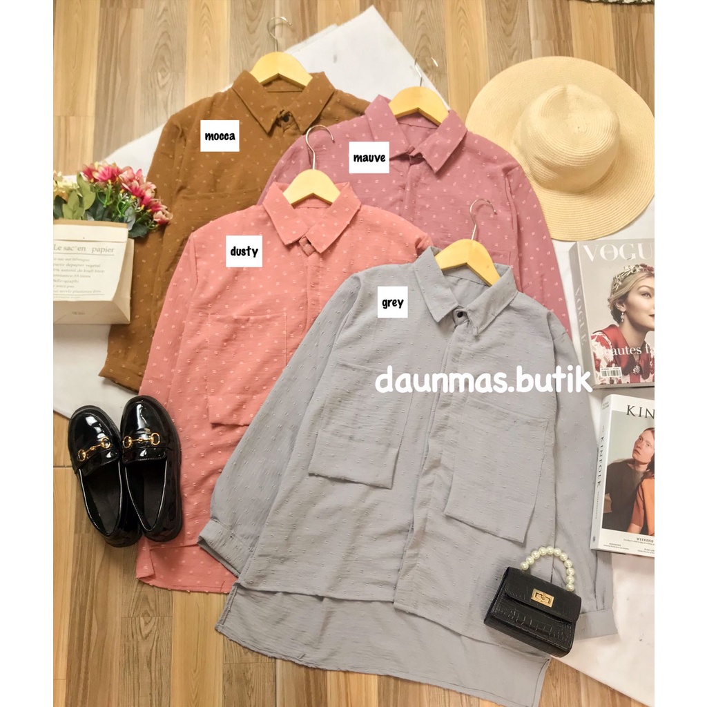 1KG MUAT 5PCS | LOORA AIRFLOW URAGIRI KEMEJA KANTONG SAKU HITS OOTD SELEBGRAM FASHION GROSIR MURAH WANITA