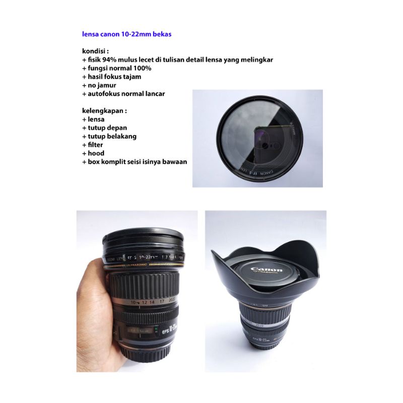 lensa wide canon 10-22mm bekas