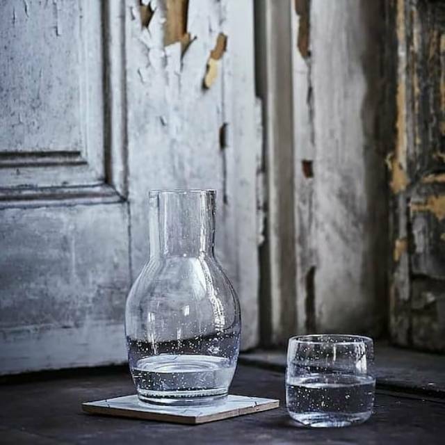 Botol Air Minum Kaca, Pitcher Jug Water Kulkas Karafe Kaca dilengkapi dengan Gelas (TNKVRD)
