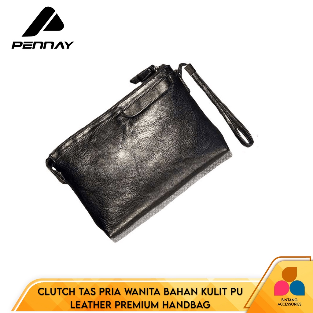 Clutch Tas Pria Wanita Bahan Kulit PU Leather Premium Handbag  Handle V7727