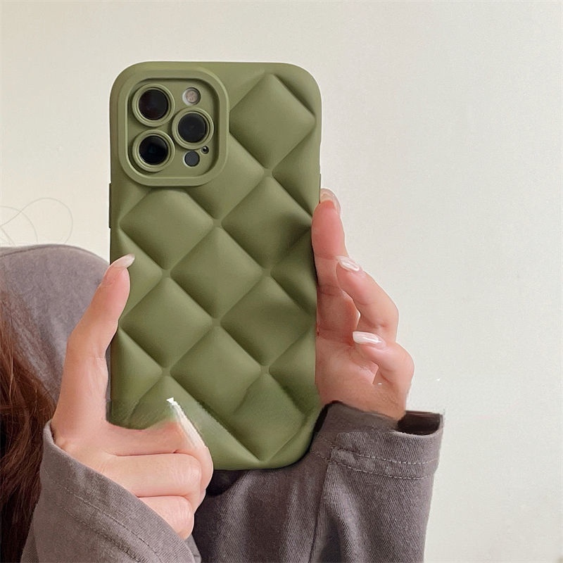 Case Motif Kotak-Kotak Warna Hijau Untuk iPhone