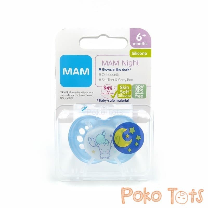 Makassar ! Pacifier / Empeng Bayi MAM Night Soother 0m+ / 6m+