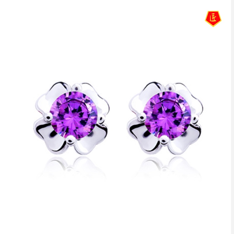 [Ready Stock]Clover Silver Stud Earrings for Women