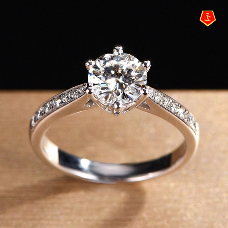 [Ready Stock]Moissanite Six-Claw Crown Open Ring