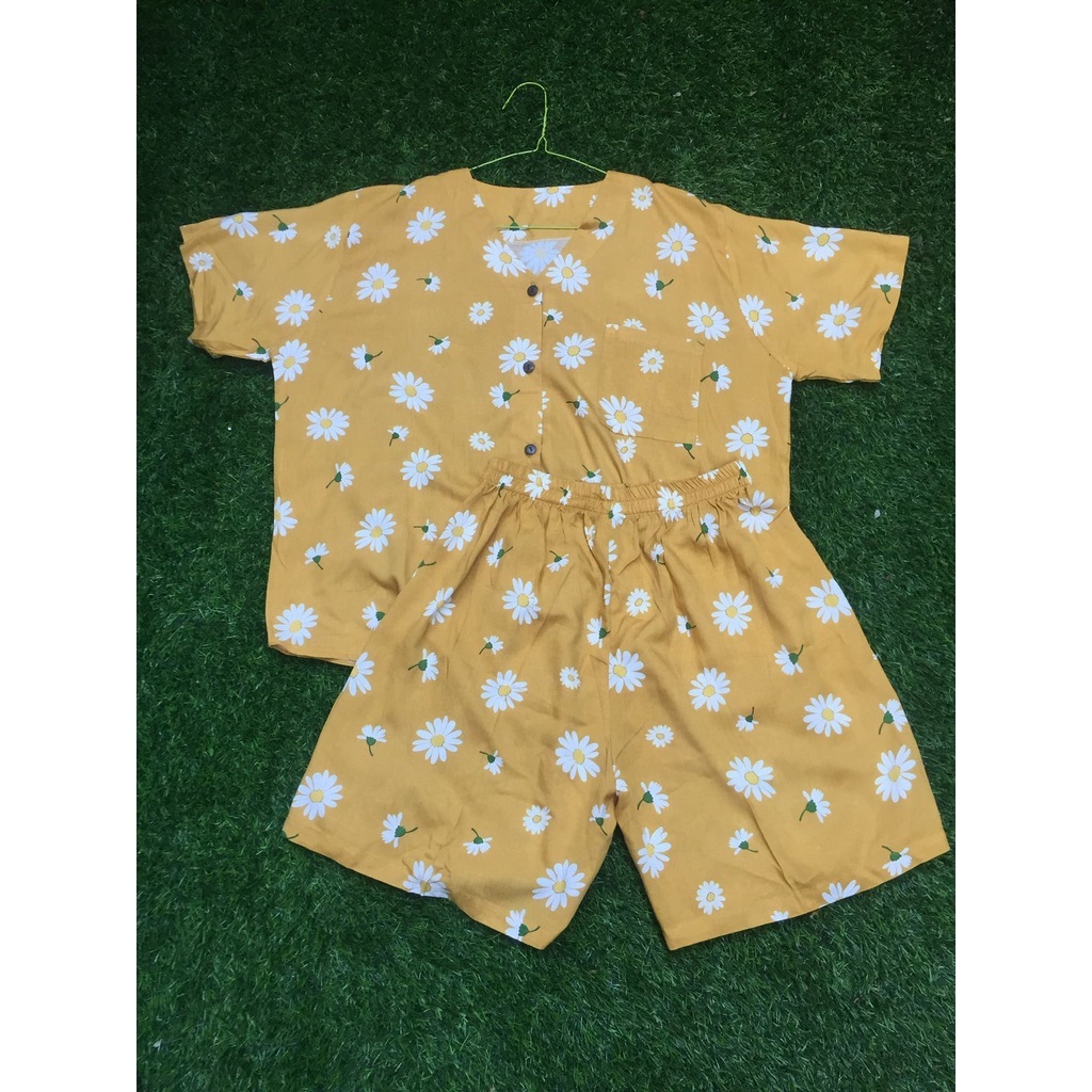 Piyama pendek kerah v set