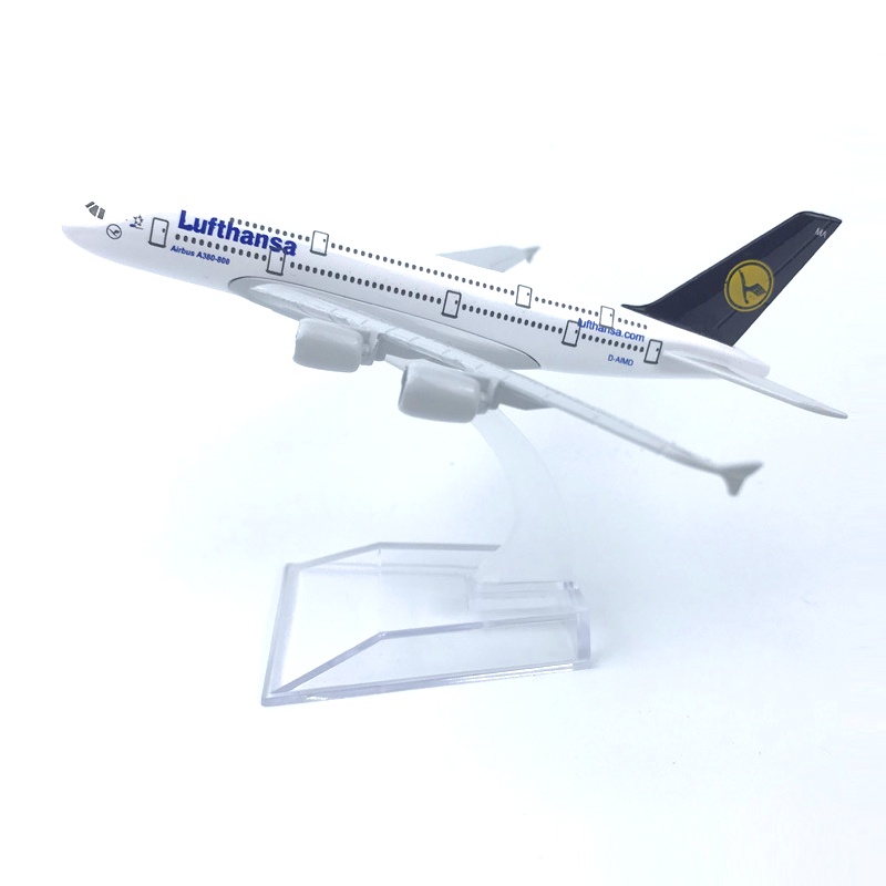 Miniatur Diecast Pesawat Terbang Lufthansa Airbus 380 A380 Bahan Metal Untuk Koleksihadiah