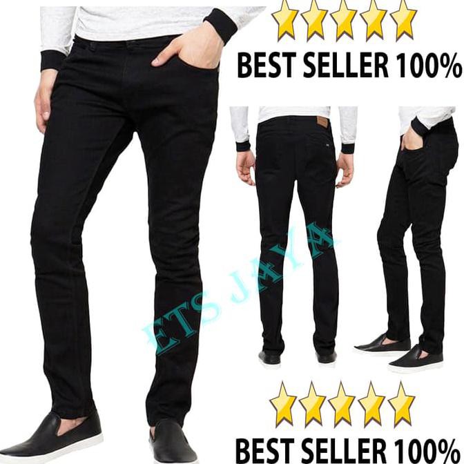 celana jeans hitam skinny \\u002F slimfit panjang pria - DC - Levis - Lois -