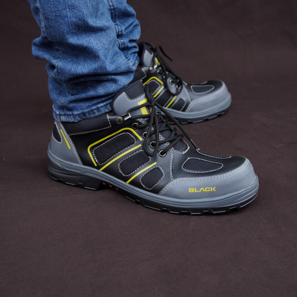 BLACK FORCE ELDER HITAM - SEPATU SAFETY BOOTS PRIA ORIGINAL TERLARIS UJUNG BESI SEFTY SEPTI SEPTY