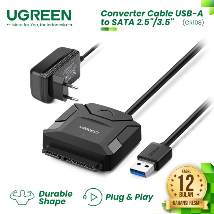 UGREEN Converter HDD SSD SATA 2.5&quot;/3.5&quot; to USB-A Adapter - CR108