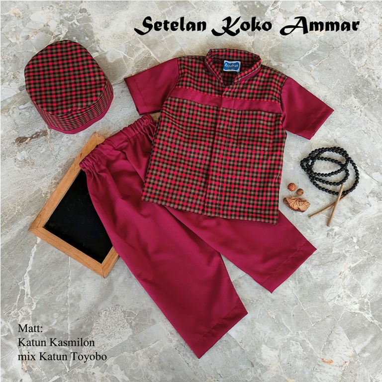 Set Koko Ammar | koko anak dan dewasa terbaru koko anak murah | Baju lebaran murah |