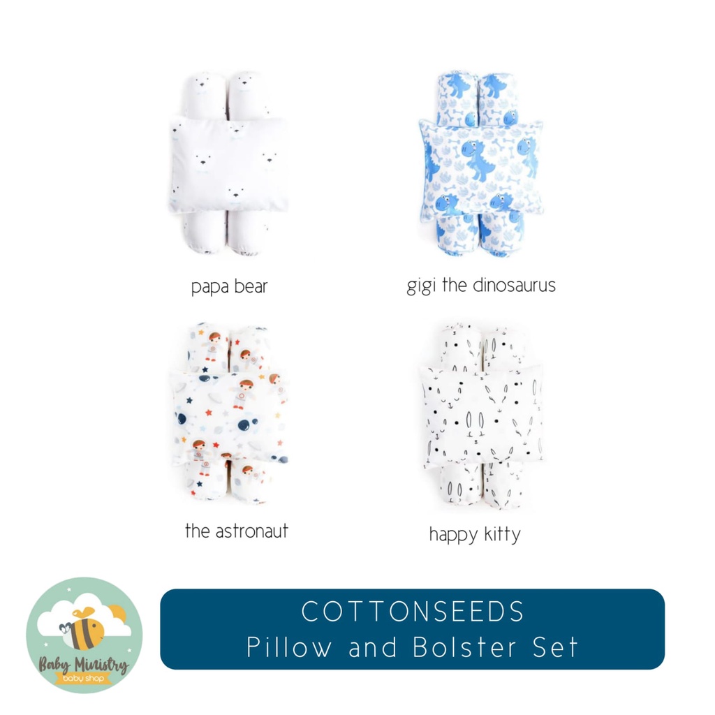 COTTONSEEDS Pillow and Bolster Set - Bantal &amp; Guling Bayi Set / Gift Baby Set