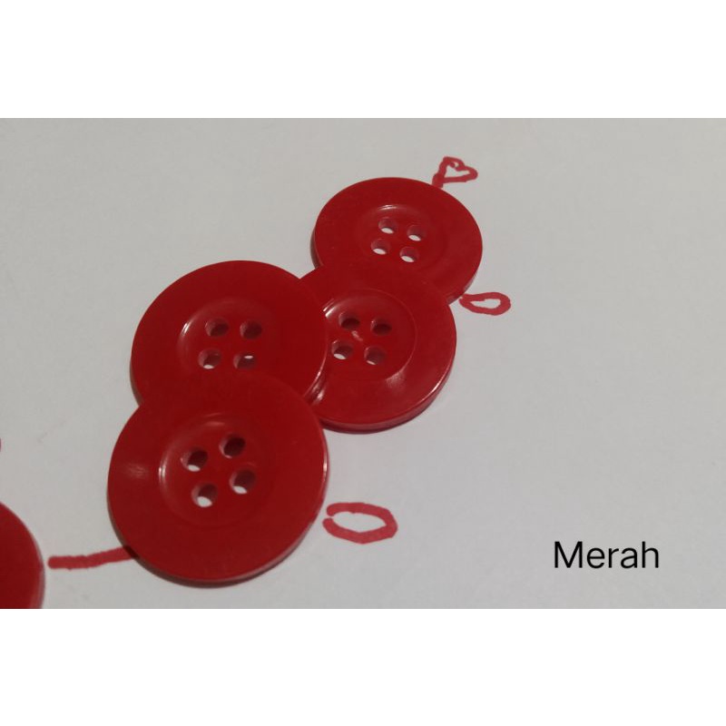 (12 Biji) KANCING BAJU PLASTIK WARNA UKURAN 21 MM