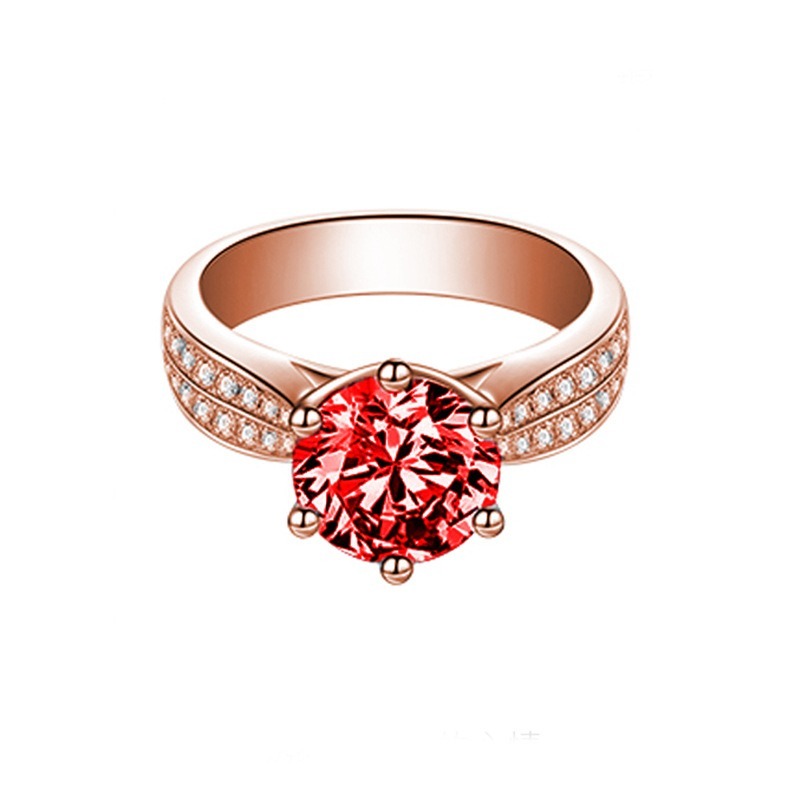 Cincin Rose Gold Dengan Ruby Untuk Wanita