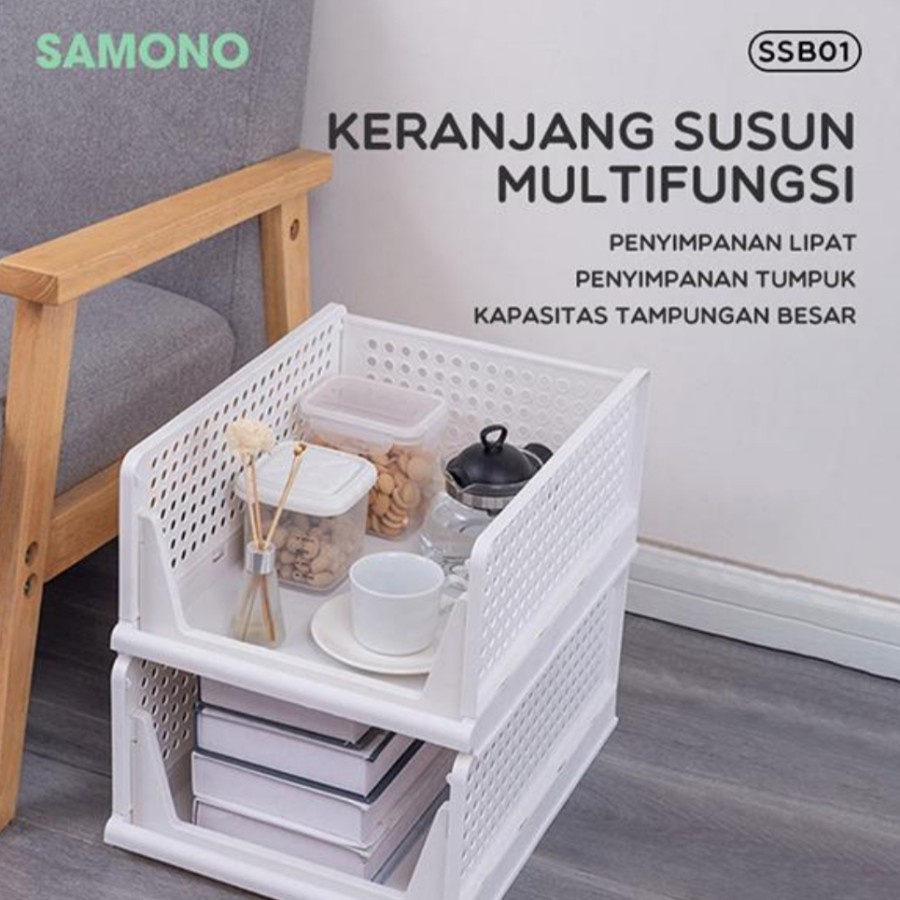 Samono Keranjang Rak Susun Pakaian Baju Plastik Aesthetic SSB01