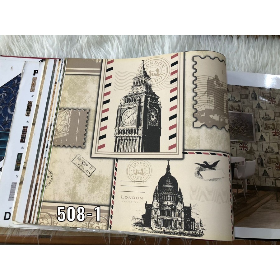 WALLPAPER DINDING MOTIF KOTA PARIS GEDUNG VINTAGE 3D